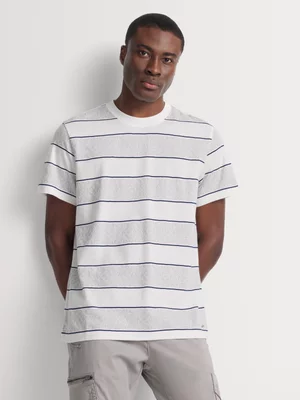 Fabiani Men's Blue Textured Stripe T-Shirt