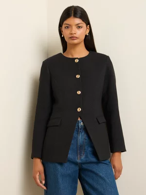 Women's Iconography Crew Neck Blazer Black