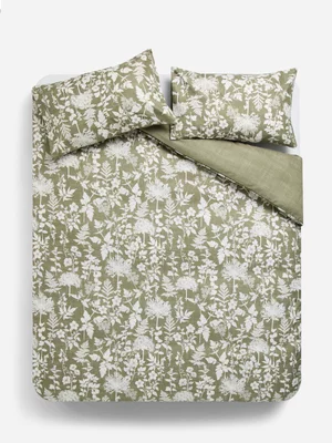 Jet Home Green Leona Leaves Duvet Cover