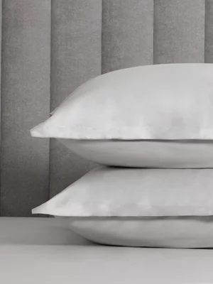 Sheraton Textiles Cotton Sateen 600 Thread Count 3cm Oxford Edge Pillowcases Platinum 