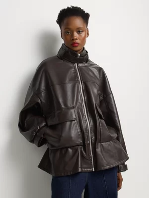 Luella Pleather Full Zip Stand Collar Jacket