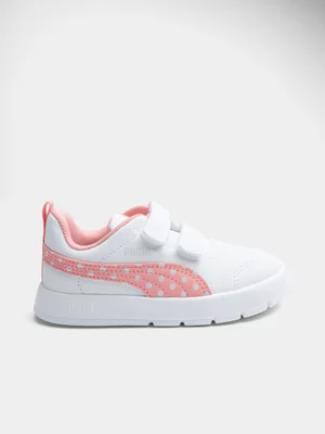 Toddlers Puma Courtflex V3 Dotty White/Pink Sneaker