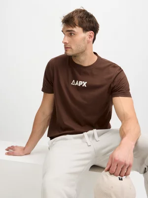 Mens APX Graphic Triangle Back Print Brown Tee