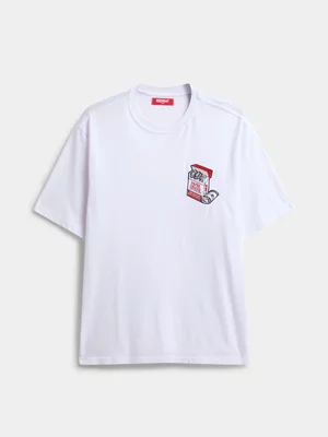 Redbat Men's Cigarette Box Applique White T-Shirt