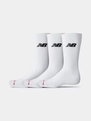 New Balance Unisex 3-Pack Everyday White Crew Socks