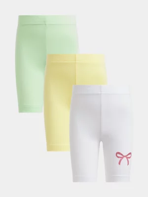 Jet Younger Girls 3 Pack Pink Bow Cycle Shorts