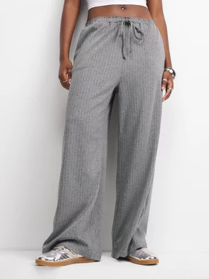 Women's Grey Stripe Co-Ord Wide Leg Pants