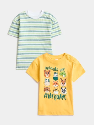 Jet Toddler Boy Yellow Stripes 2 Pack T-shirts