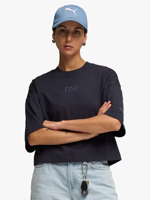 Puma Women's Premium Essentials Oversized Graphic Navy T-shirt