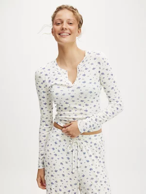 Women's Cotton On Multicolour Sleep Recovery Henley Long Sleeve Top