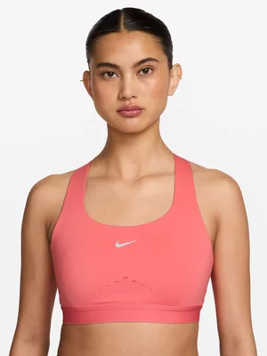 Nike Womens Swift Lightly Lined Coral/Silver Sports Bra