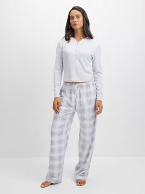 Exact Women's Grey Checked Sleepwear Set 