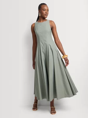 Fit & Flare Panelled Maxi Dress