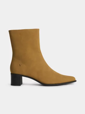 Faux Suede Block Heel Boots