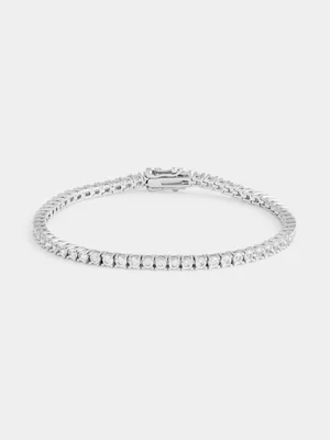 Sterling Silver White Sapphire Round Tennis Bracelet