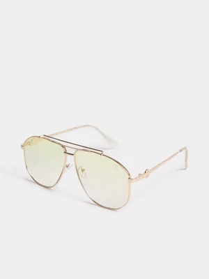 Metal Angular Aviator Sunglasses
