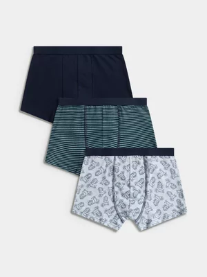 Exact Boy's Grey, Navy & Black 3 Pack Trunks