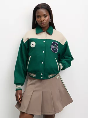 Converse Women's Varsity Creeping Forest Green Jacket  