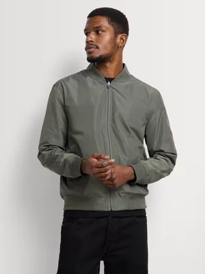 Markham Men's Smart Slim Fit Reversible Black & Fatigue Bomber Jacket