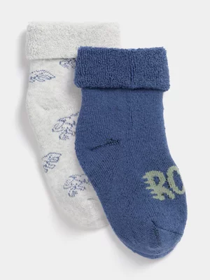 Jet Baby Boys 2 Pack Multi Roar Towelling Socks