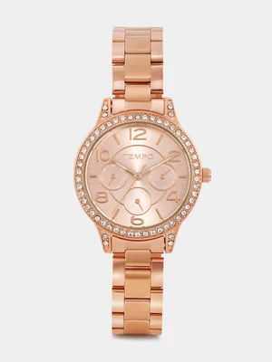 Tempo Rose Plated Pink Dial Bracelet Watch