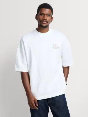 Markham Men's Extreme  Boxy Fit Milk Graphic T-Shirt