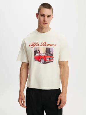 Men's Cotton On White Cropped Fit Alfa Romeo T-shirt