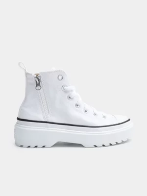 Junior Converse Lugged Lift Platform Hi White Sneaker