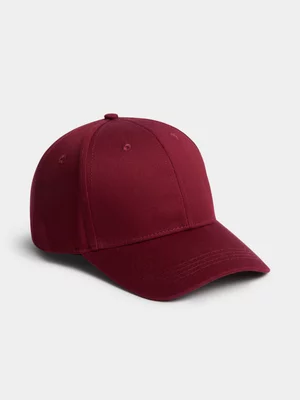 Jet Men's Burgundy Plain Twill Baseball Cap