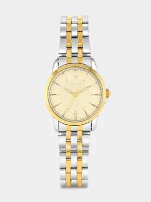 Tempo Gold Plated Champagne Dial Two-Tone Bracelet Watch 