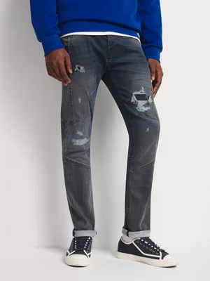 Relay Jeans Men's Rip & Repair Skinny Indigo Denim