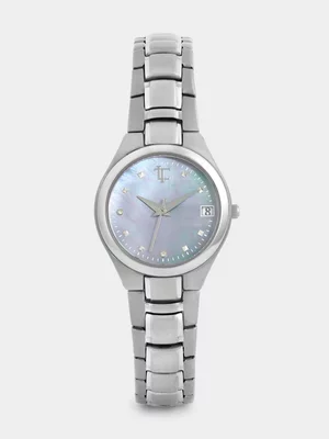 Tempo Legacy Artemis Titanium Mother Of Pearl Dial Lab Grown Diamond Bracelet Watch 