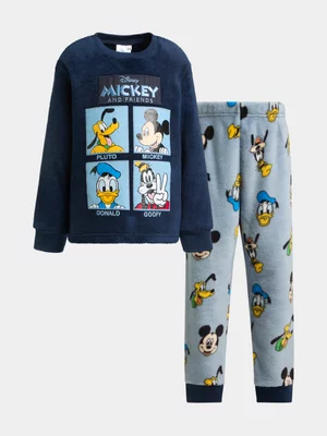 Jet Older Boys Mickey & Friends Navy Blue Fleece PJ Set