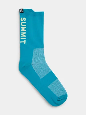 TS Summit Run Baltic Blue/Volt Graphic Crew Socks 