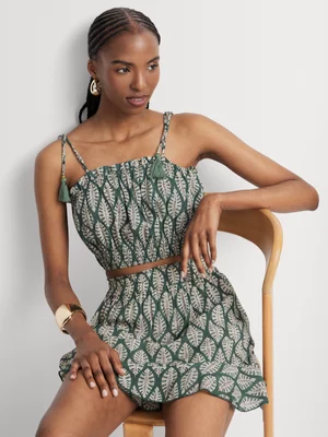 Women's Mandi Green Cropped Strappy Top