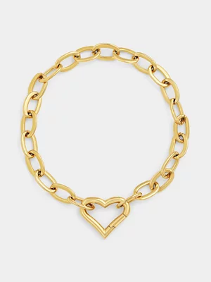 Tempo Jewellery Gold Plated Heart Clasp Anchor Bracelet 