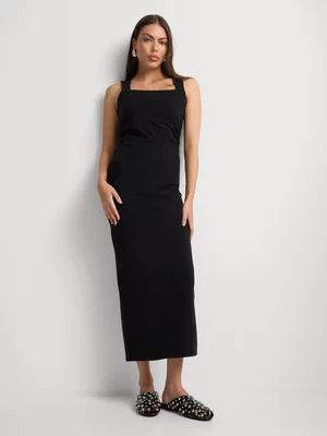 Square Neck Side Ruche Column Dress