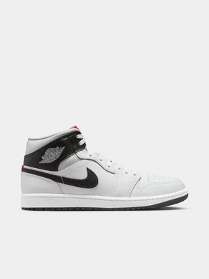 Jordan Men's 1 Mid White/Grey Sneaker