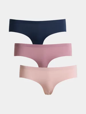 Jet Women's Navy Pink Bonded 3 Pack Bikini