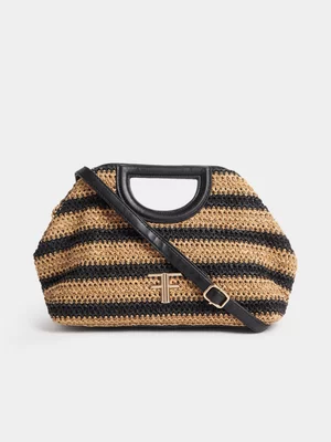 Raffia Striped Soft Clutch Bag