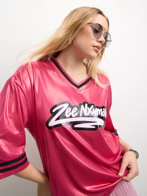 The FIX Women's Pink Zee Nxumalo Wetlook Sports Top