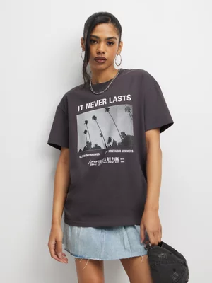 Vans Women's Grey Oversized T-Shirt