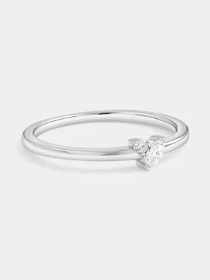 Sterling Silver Lab Grown Diamond Marquise & Round Two-Stone Ring