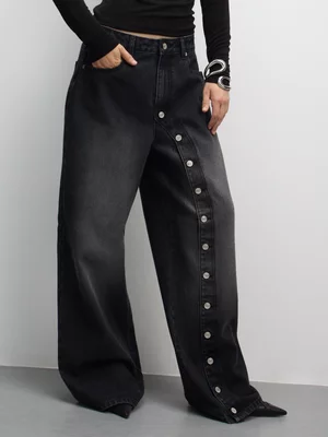The FIX Women's Charcoal Wide Leg Button Down Jeans