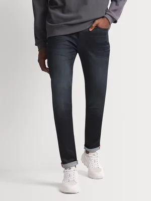 Fabiani Men's Dark Blue Semi Coated Skinny Denim Jeans