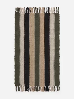 Jet Home Green Cotton Stripe Rug