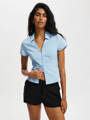 Women's Cotton On Blue Short Sleeve Fitted Shirt
