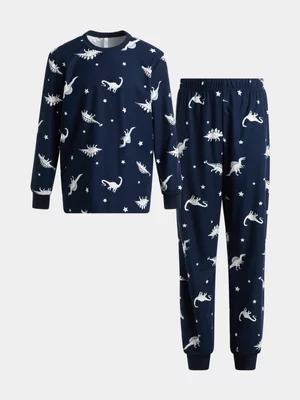 Exact Older Boy's Navy Dino Print Sleepwear Set