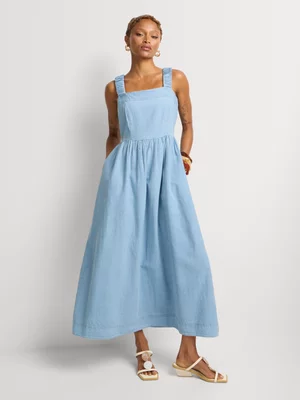 FF Denim Ruched Strap Dress