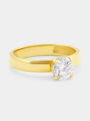 Yellow Gold 1.00ct Lab Grown Diamond Solitaire Broad Ring